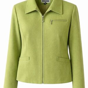 Vintage Maurices 100% Wool Women's Lime Green Zip-Front Jacket